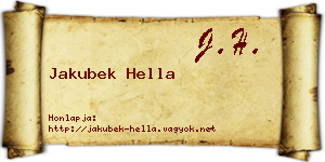 Jakubek Hella névjegykártya